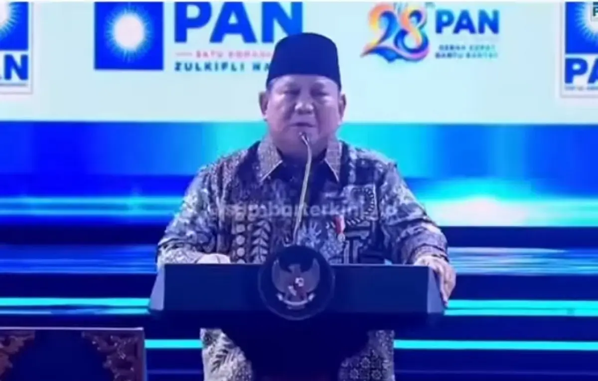 Presiden Prabowo saat berpidato di HUT PAN.