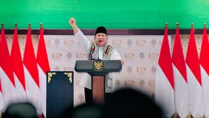 Presiden Prabowo Subianto memberikan sambutannya saat menghadiri Resepsi Kesyukuran 100 Tahun Pondok Modern Darussalam Gontor (PMDG) yang digelar di Balai Pertemuan Pondok Modern (BPPM), Pondok Modern Darussalam Gontor Putra Kampus Pusat, Kabupaten Ponorogo, Provinsi Jawa Timur, Sabtu, 19 September 2026. Foto: BPMI Setpres/Laily Rachev